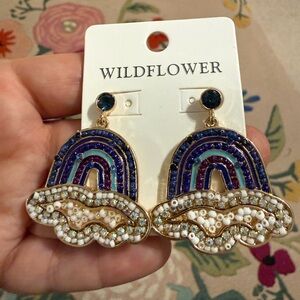 Wildflowers Blue and Gold Rainbow Earrings
